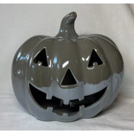 Martha Stewart JACK O LANTERN CERAMIC Led Light Up GRAY 6 X 7 NWT