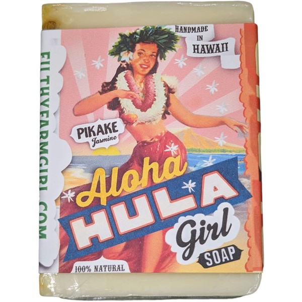 FILTHYFARMGIRL.COM Aloha Hula Girl Pikake Jasmine Soap Bar, White, 5 Ounce, 1 Count