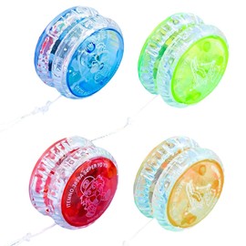 4 Pack Yo Yo Balls, LED Response Ball Colored Plastic, Flashing Responsive Yoyo Toys for Kids, Very Suitable for Beginners and Children, Classroom Prizes, Birthday Gifts