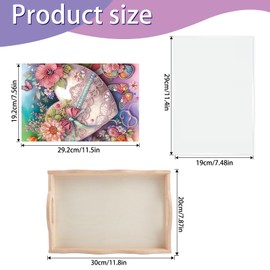 JISHSHAY Diamond Art Serving Tray Diamond Painting Food Tray Gem Art Serving Platter Gem Painting Mosaic Kits for Adults DIY Kits for Adults, with Wood Handle 20×30cm/7.87×11.81in, Envelope Flower