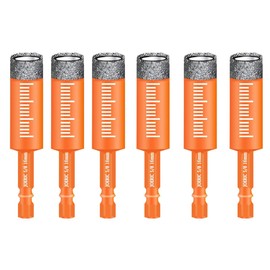 JOERIC 5/8" Dry Diamond Drill Bit Set, 6 PCS 16mm Ceramic Drill Bit Diamond Core Drill Bit Tile Drill Bit with Storage Case for Granite Marble Tile Ceramic Stone Glass (Not for Wood) (Orange)