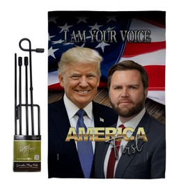 Trump Flag Trump Vance Flag MAGA 2024 Stand Kit Wall Hanging Home Voice America First Poster Lawn Garden Outdoor Patriotic Patio Decoration, Republican Gifts Made in USA