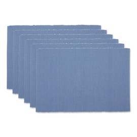 DII 100% Cotton Ribbed Placemat Set, Blue Jay, 33 x 48 cm, Set of 6, Stonewash Blue, 13 x 19 cm