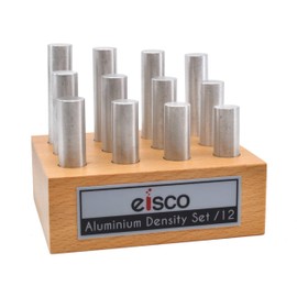 EISCO 12pc Cylindrical Bars Density Set, Aluminum - Various Lengths - Includes Wooden Storage Block - for Studying Density & Mass