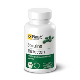 Raab Vitalfood Organic Spirulina Tablets, Pack of 200, Vegan, Laboratory Tested, Gluten Free, with Vitamin A and Vitamin K, No Additives, Micro Algae, 80 g
