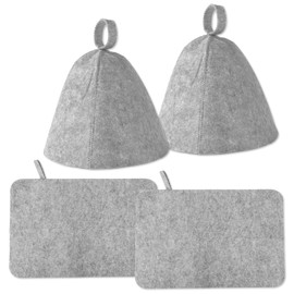 lasuroa 2pcs Sauna Hats & 2pcs Sauna Mats, High Absorbent Premium Felt Banya Set Sauna Caps And Sauna Pads Cushion Practical Steam Bath Sauna Accessories for Women And Men(Gray)