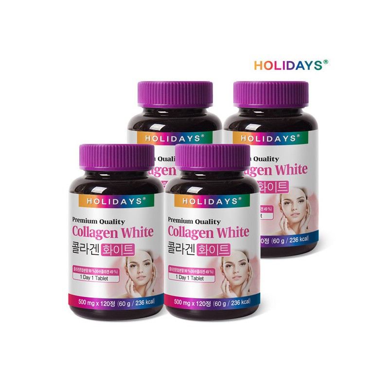 Holidaze (현대Hmall)홀리데이즈 콜라겐 화이트 120정 4병(16개월분) (Hyundai Hmall) Holidays Collagen