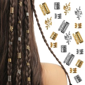 KOLZEMV Pack of 80 Hair Accessories for Braids, Hair Accessories, Jewellery for Hair, Cuff Clips for Dreadlock Accessories, Hair Spiral Clips, Hair Accessories for Dreadlocks for Men, Women, Girls and
