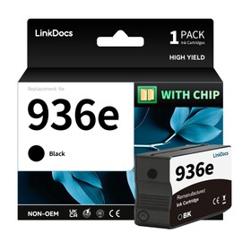 LinkDocs 936e Black Ink Cartridge (with Chip) Replacement for HP 936e 936 Compatible with HP OfficeJet Pro 9125e 9135e 9128e 9122e 9110b 9130b 9730e 9730 Printers (Black, 1-Pack)