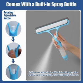 3 in 1 Window Cleaning Scraper,New 3 in 1 Window Cleaner,Squeegee and Scrubber with Spray, for Windows, Walls,Car Windshields, Bathrooms, Kitchens, All-Purpose Window Cleaner Tool (White+Blue)