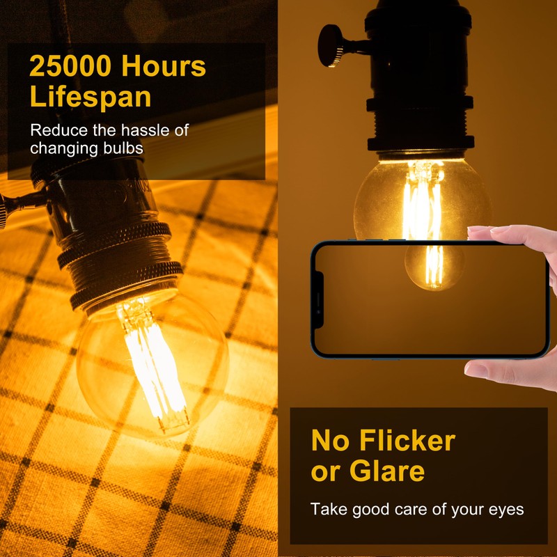 runquiz G16.5 Led Bulb, Small Round Edison Light Bulbs, E26