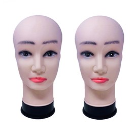 TSY TOOL 2 Pack Male Bald Mannequin Silicone Doll Head for Wig Making, Hats, Eyeglasses, Displaying