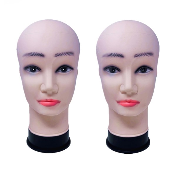 TSY TOOL 2 Pack Male Bald Mannequin Silicone Doll Head