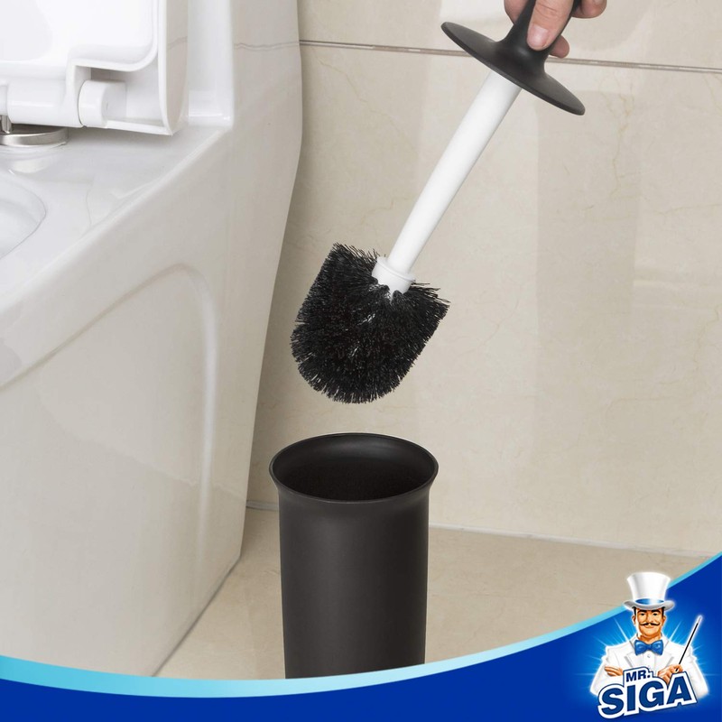 MR.SIGA Toilet Bowl Brush and Holder for Bathroom, Black, 1