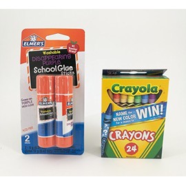 Crayola Crayons and Elmer's Glue Sticks Bundle (Two Items)