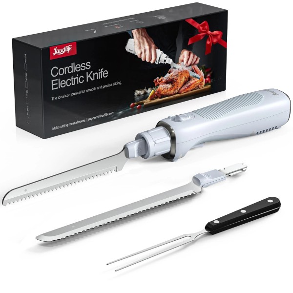 LAUDLIFE Electric Knife, Cordless Cutting Knifes, Ergonomic Design with Comfortable