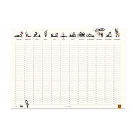 MEYCARD - A4Q 4 Year Planner Birthday Calendar Illustrated Thick Design Paper Year Independent A4