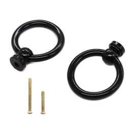 binifiMux 8-Pack Black Vintage Drop Ring Drawer Pulls Knobs for Dresser Drawer Cabinet, Single Hole