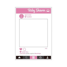 Trimming Shop Social Insta Funny Selfie Paper Frame Photo Booth for Baby Shower, Gender Reveal Party Photography and Event Decorations (Pink, 1 Piece)