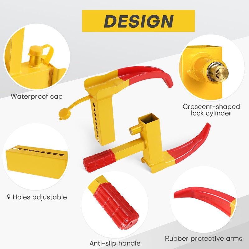 Acymner Wheel Clamp Lock | Heavy Duty Anti Theft Tire