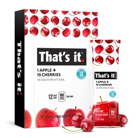 That's it. Apple + Cherry 100% Natural Real Fruit Bar, Best High Fiber Vegan, Gluten Free Healthy Snack, Paleo for Children & Adults, Non GMO No Sugar Added, No Preservatives Energy Food (12 Pack)