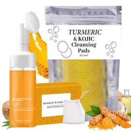 Iaolose Set De Tres Piezas Para El Cuidado Y La Limpieza Facial Con Cúrcuma Limpiador Facial, Jabón En Barra Y Discos Exfoliantes. Set De Limpieza... 