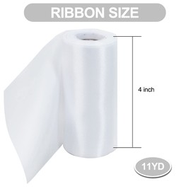 TONIFUL 100mm X 10m White Satin Ribbon Wide Ribbon Wedding Car Ribbon for Cutting Ceremony Kit Grand Opening Chair Sash Hair Sewing Craft Gift Wrapping Wedding Party Decoration（4 Inch x 11yd，White）