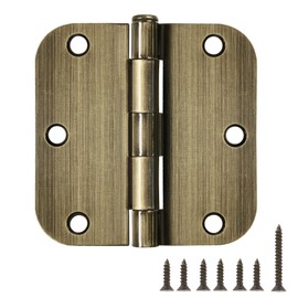 TDCHINGES 12 Pack Antique Brass Door Hinges Black Interior 3 1/2 Inch Door Hinges 3.5 Inch 5/8" Radius Corners 3 ½"x 3 ½" Hardware Controls (12 Pack, Antique Brass)