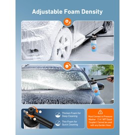 AstroAI Wide Neck Foam Cannon, with 1/4 Inch Quick Connector Plug to Pressure Washer, 1.0mm Orifice,1 Liter Capacity, Orange Lable