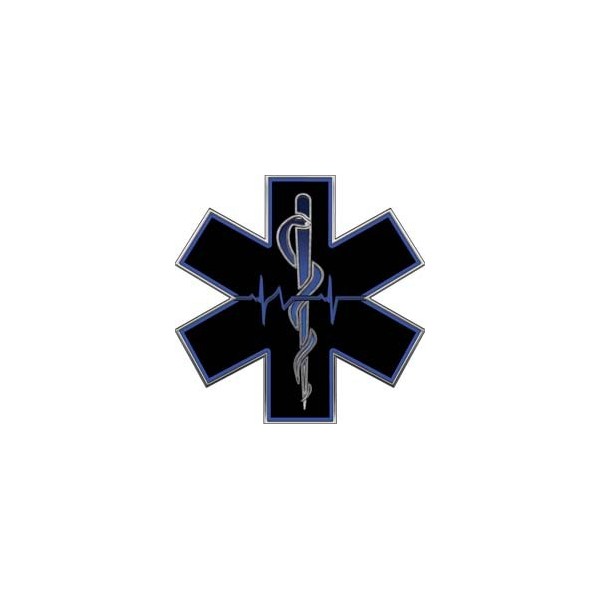 Blue EMT EMS Star Of Life With Heartbeat - 3"