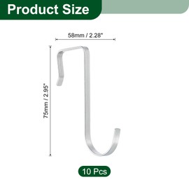 sourcing map 10Pcs J-Shaped Hook, Hanging Sink Grid Hooks Fit 25mm OD for Hanging, Drying, Kitchen Spoon Hanger Supermarket, Silver