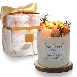 Vela aromticas decorativa,velas Aromticas de Flores Secas,veladoras aromaticas con caja de regalo y espaciadores,Cera de Soja 100 Pura,detalles para  