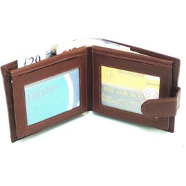 Euro Leather Mans Mens Quality Soft Leather Wallet 16 Credit Cards - Size (mm): 97(h) x 110(w) x 25(d) approx - Cognac