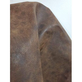 NAT Leathers | Brown Distressed Crazy Horse Oily Faux Vegan Leather PU {Peta Approved Vegan} | 3 yard (108 inch length x 54 inch wide) cut by yard Synthetic Pleather 0.9 mm Vinyl Upholstery | 108"X54"