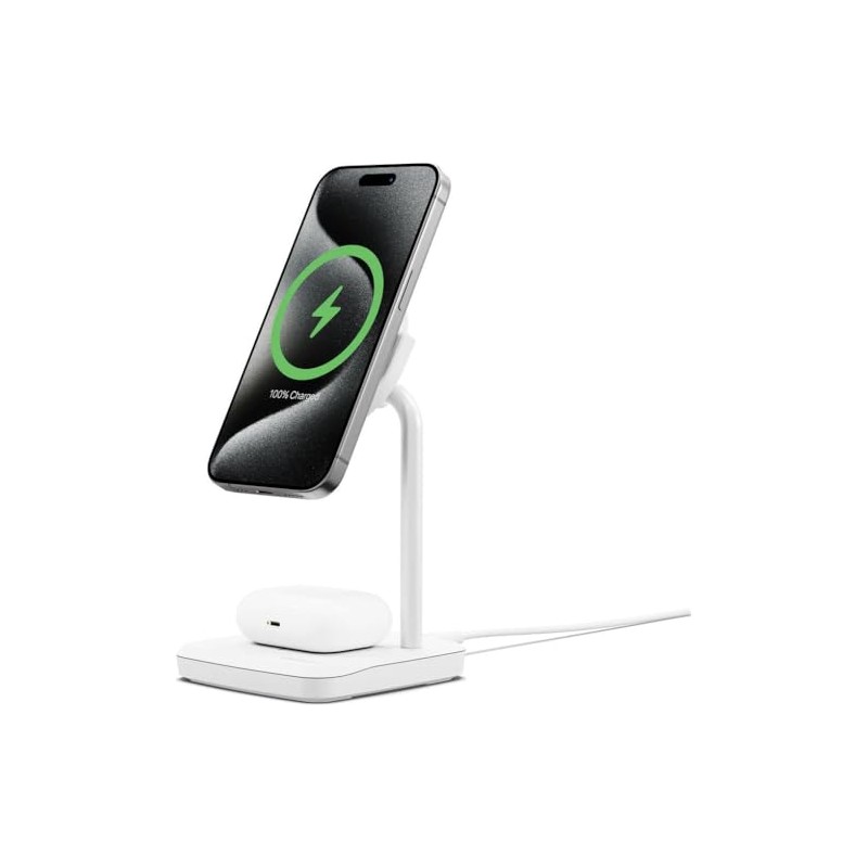 ChargeBase 3-in-1 Magnetic Wireless Charging Station, WC White, Qi2 Compatible