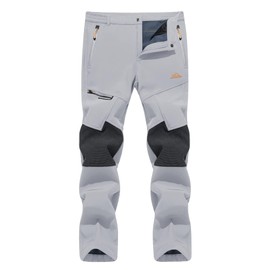 TACVASEN Fleece Lined Pants Men Insulated Ski Pants Water Resistant Snow Windproof Snowboard Trousers Hiking Winter Warm Outdoor Gray 38