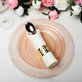 Homy Feel 60PCS Rose Gold Glitter Plastic Plates Includes:30 Dessert Plates 7.5" Plates And 30 Dessert Plates 10.25" Plates Disposable Plates For Party Supplies