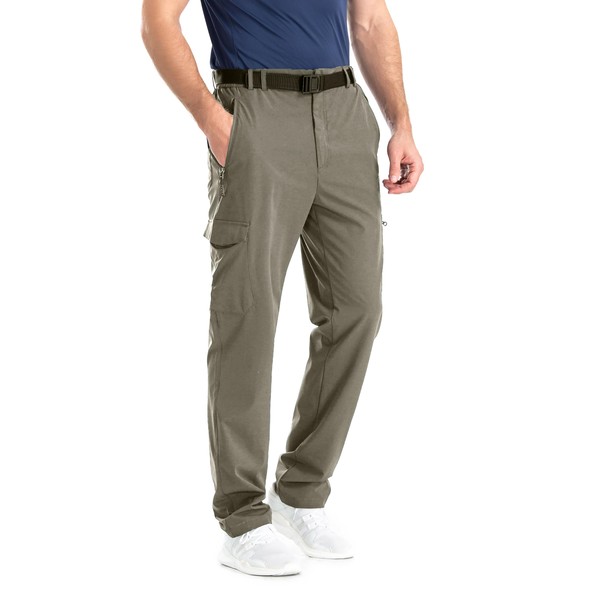 clothin Men's Elastic-Waist Travel Pant Stretchy Lightweight Pant Multi-Pockets Quick