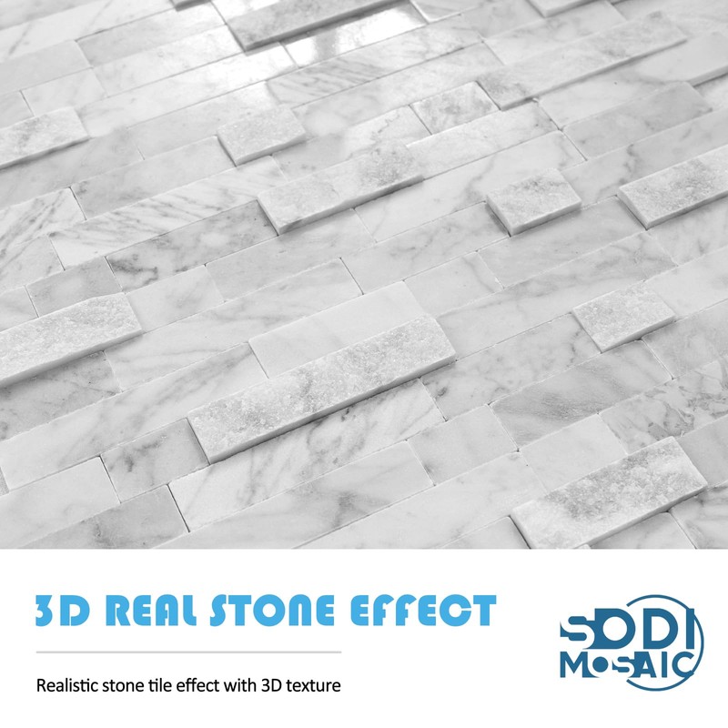 SODI MOSAIC Grout-Free Natural Stone Peel and Stick Backsplash -