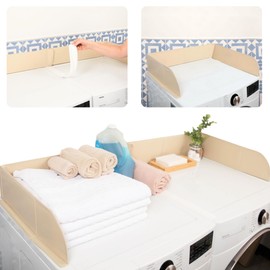 Laundry Guard with Gap Cover - Prevent Clothes from Falling Behind - Adjustable Magnetic Laundry Guard for Front Load Washer and Dryer - Laundry Room Essentials for Moms, College Dorm Rooms (Cream)