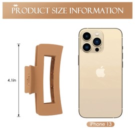 Mandydov Mandydov 8 Pcs Large Hair Claw Clips 4.1 Inch Non-slip Big Square Matte Claws for Women, Strong Hold Banana Clips for Thick Thin Hair