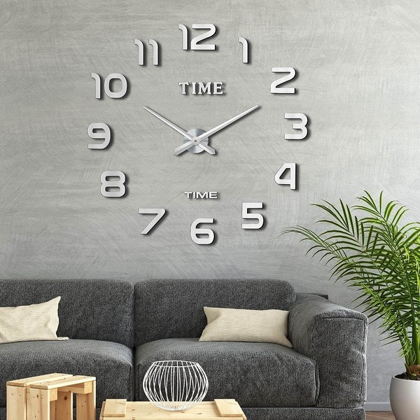 Comius Sharp Modern 3D Wall Clock, Large, DIY Frameless Wall