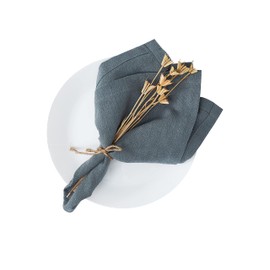 Linen Fabric Napkins Set of 6.40 x 40 cm, Washable Soft Durable Table Napkins, 80% Linen, 20% Cotton Fabric Napkins for Parties, Christmas, Thanksgiving, Wedding, Blue