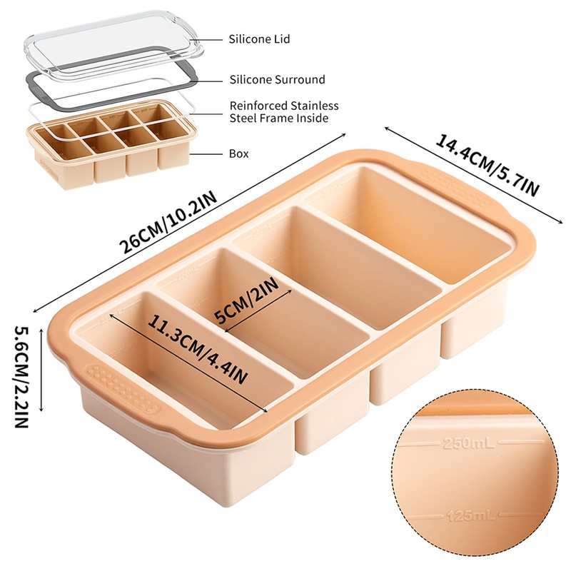 1 Cup Extra Large Silicone Ice Cube Freezing Trays with
