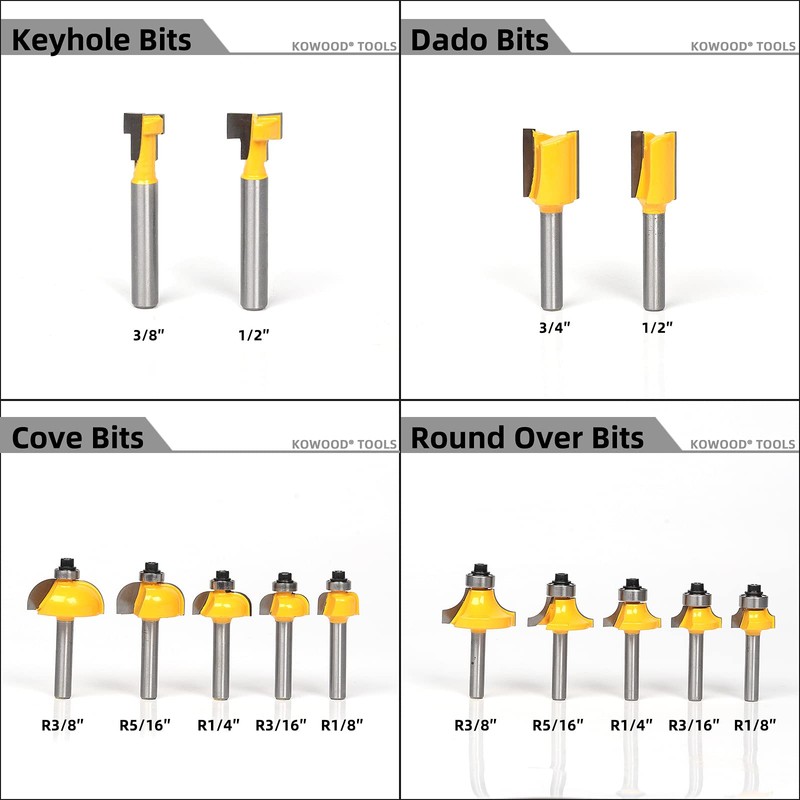 KOWOOD Router Bits Set 1/4 Inch Shank ,70 Piece Router