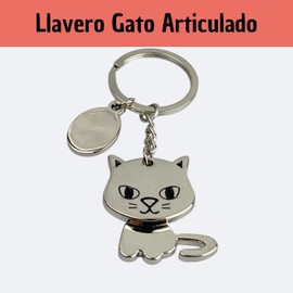 Kawaii Cat Moving Key Chain with Silver Grey Movement Accessories for Cat Lovers Pets Unisex Keyring for Men and Women Grey One Size, gray
