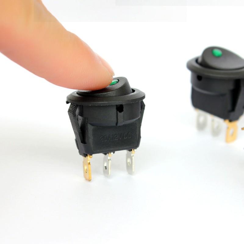 5 Pcs On-Off LED Round Rocker Toggle Switch Light DC