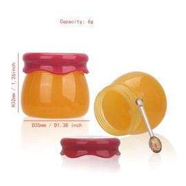 COSIDEA 20pcs 0.21 oz Tarros de bálsamo labial de plástico vacío lindo tarro en forma de pote de miel para bricolaje cosmética