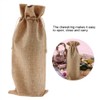 12pcs Simple Linen Fabric Wine Bag with Drawstring Champagne Decorative