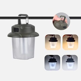 LED Charging Mini Camping Light, Outdoor Portable Lighting with Keychain, 4 Modes White and Warm Pine Tree Lamp